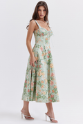 Sabrina Light Jade Print Bustier Sundress | Dress In Beauty