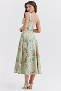 Sabrina Light Jade Print Bustier Sundress | Dress In Beauty