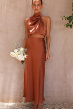 Halter neck crop top and maxi skirt set - View 16 | WEUXS