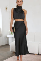 Halter neck crop top and maxi skirt set - View 29 | WEUXS
