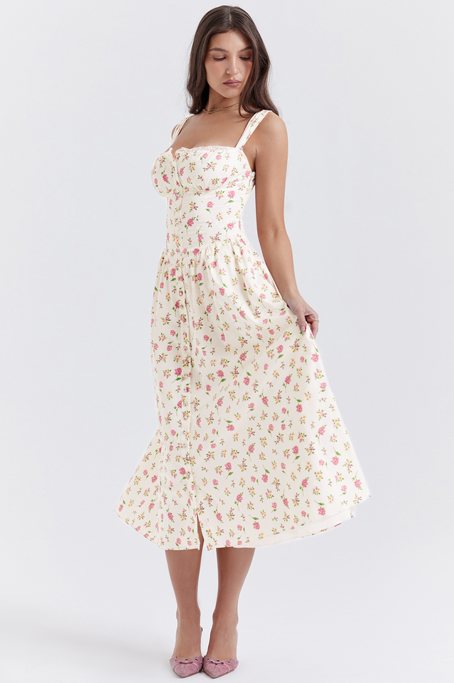Tatiana Rose Print Midi Sundress | Dress In Beauty