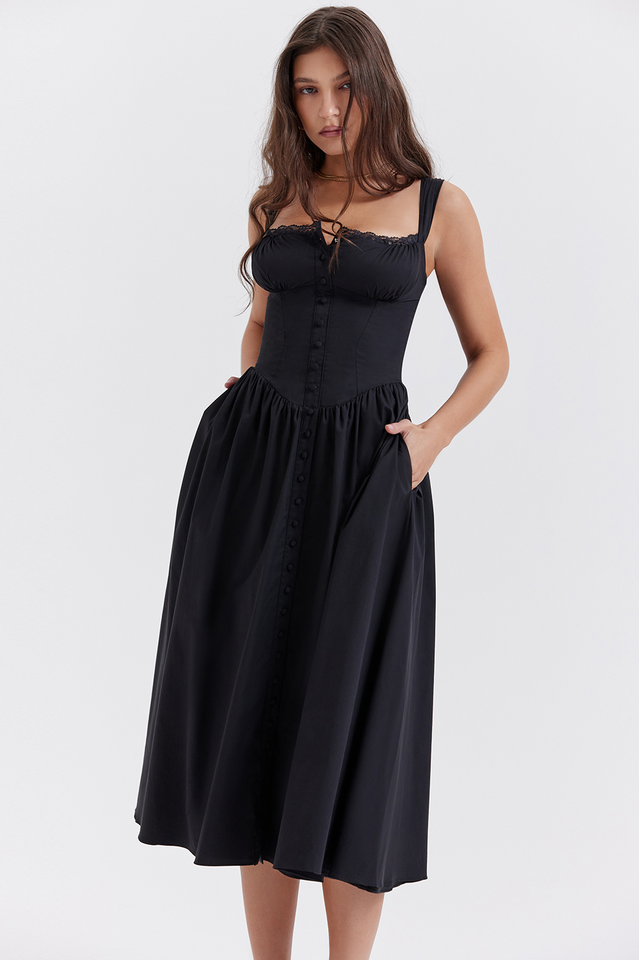 Tatiana Black Midi Sundress | Dress In Beauty