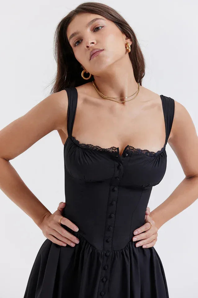 Tatiana Black Midi Sundress - WEUXS