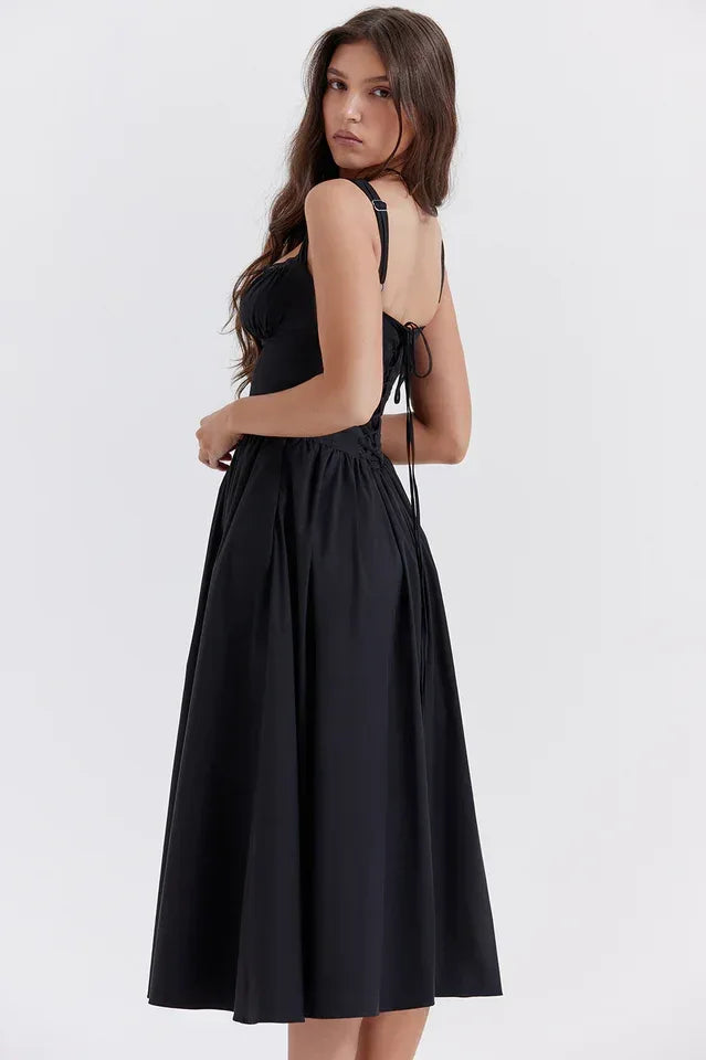 Tatiana Black Midi Sundress - View 9 | WEUXS
