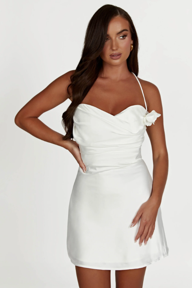 Otillie Rose Halter Satin Mini Dress | Dress In Beauty