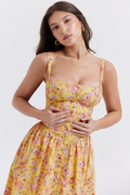 Tatiana Yellow Floral Print Midi Dress | Dress In Beauty