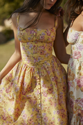 Tatiana Yellow Floral Print Midi Dress | Dress In Beauty