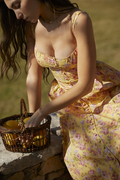 Tatiana Yellow Floral Print Midi Dress | Dress In Beauty