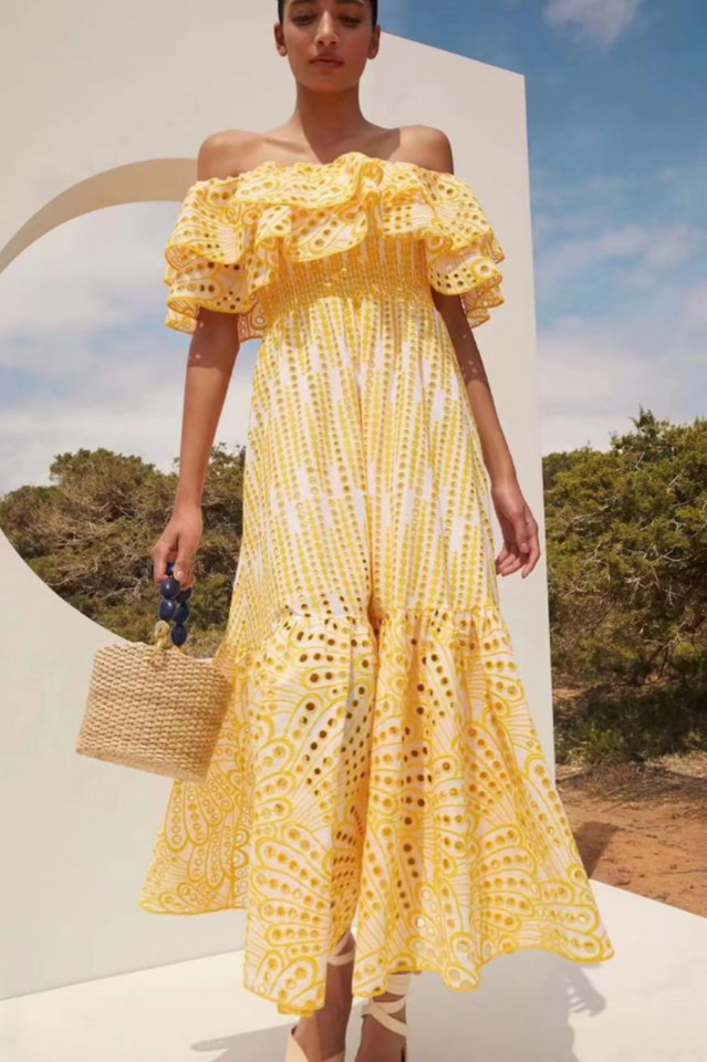 Tulum Off Shoulder Eyelet Dress | Dress In Beauty