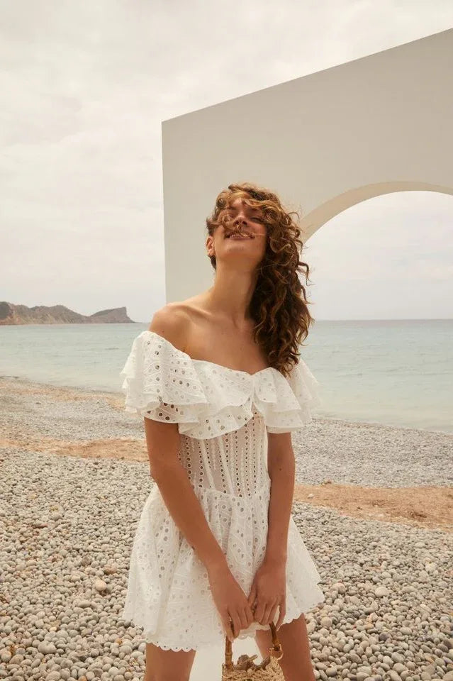 Bardot embroidered cotton dress - View 8 | WEUXS