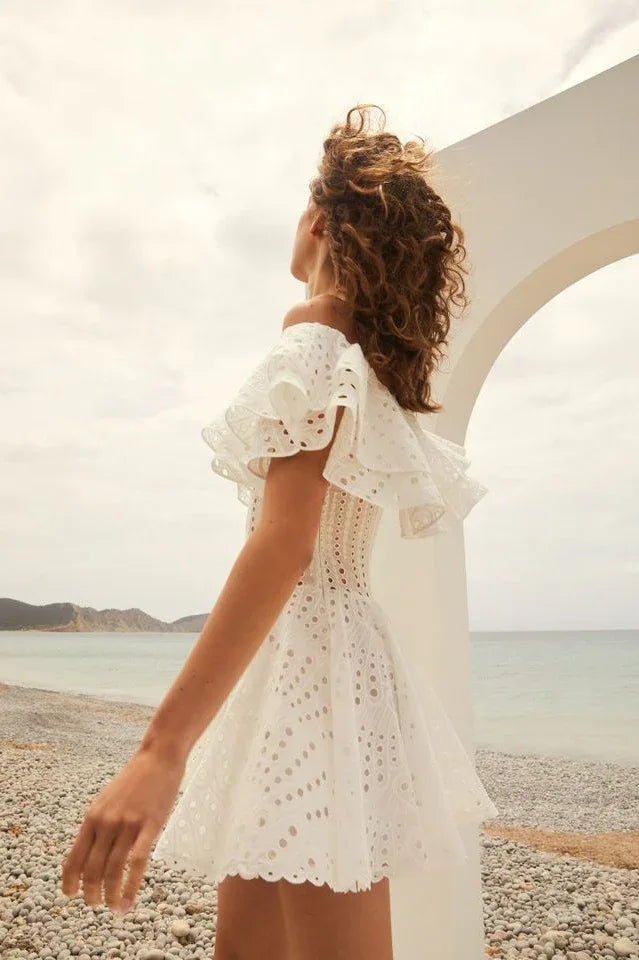 Bardot embroidered cotton dress - View 9 | WEUXS