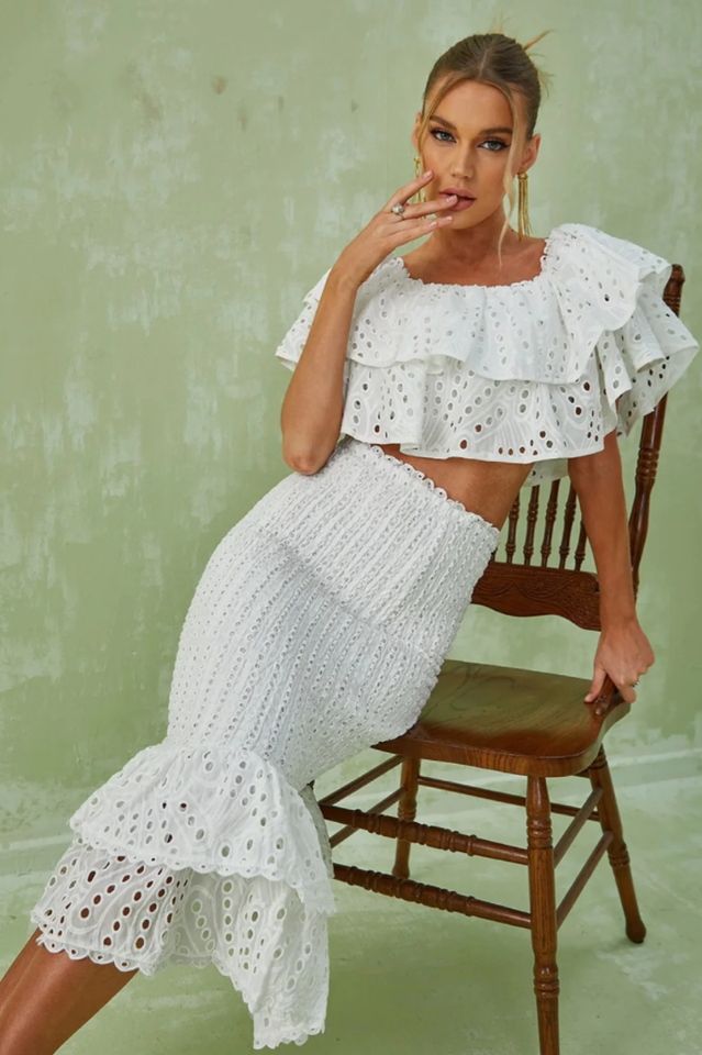 Embroidery Ruffle Blouse + Skirt Set | Dress In Beauty