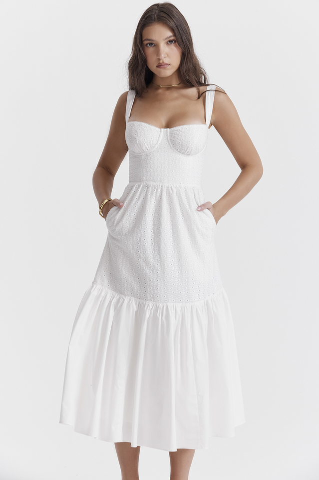 Elia White Broderie Anglaise Midi Dress | Dress In Beauty