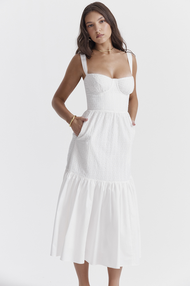 Elia White Broderie Anglaise Midi Dress | Dress In Beauty