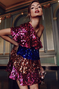 Sparkly Sequined One Shoulder Mini Dress | Dress In Beauty