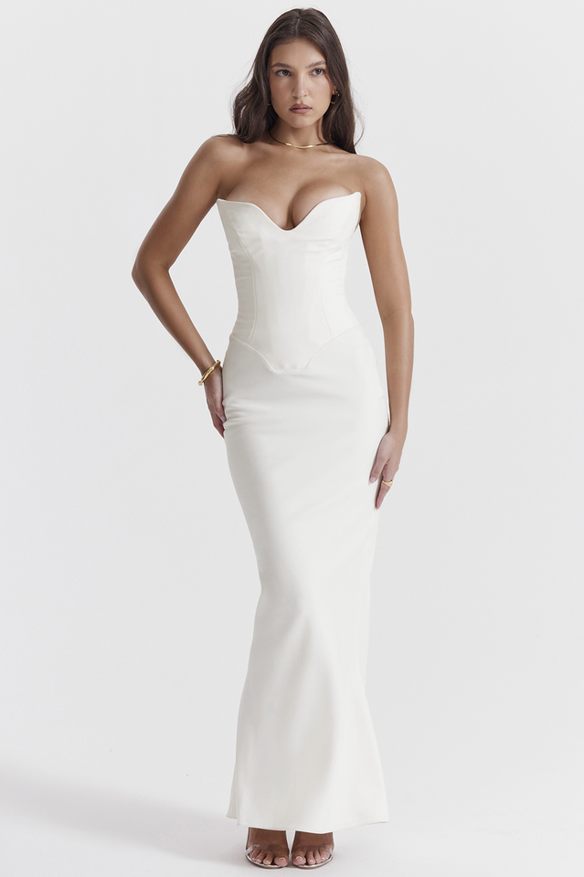 Tamara Ivory Strapless Corset Dress | Dress In Beauty