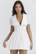 Piera White Pleated Mini Dress | Dress In Beauty