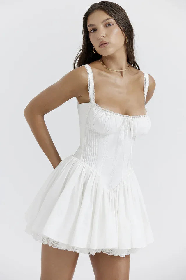 Pietra White Corset Mini Dress - WEUXS Main image