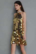Halterneck Sequin Mini Dress - View 13 | WEUXS