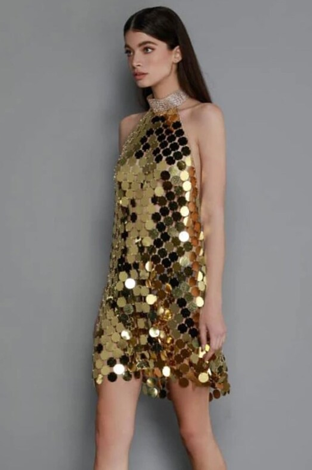 Kimora Halterneck Chainmail Mini Dress | Dress In Beauty