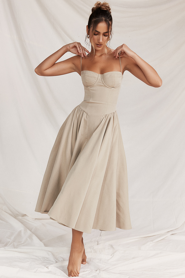 Samaria Taupe Corset Sun Dress | Dress In Beauty