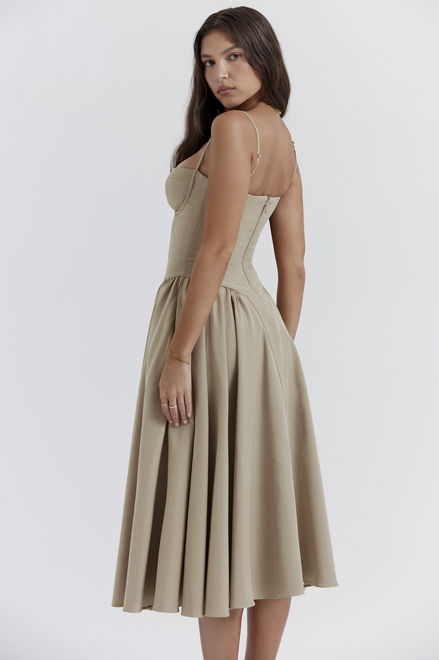 Samaria Taupe Corset Sun Dress | Dress In Beauty