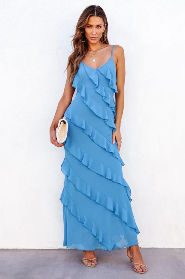 Ocean Waves Tiered Ruffle Maxi Dress | Dress In Beauty