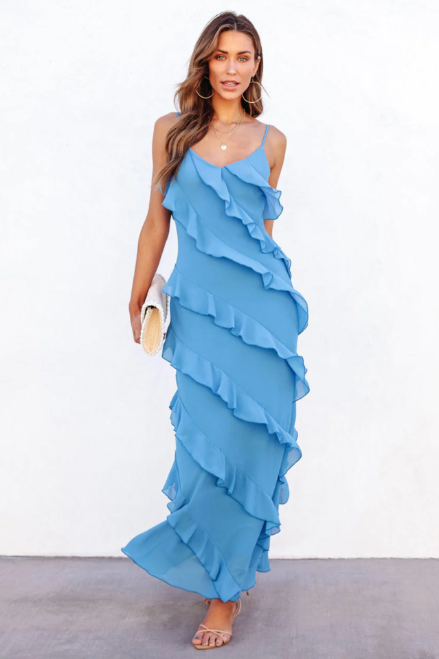 Ocean Waves Tiered Ruffle Maxi Dress | Dress In Beauty