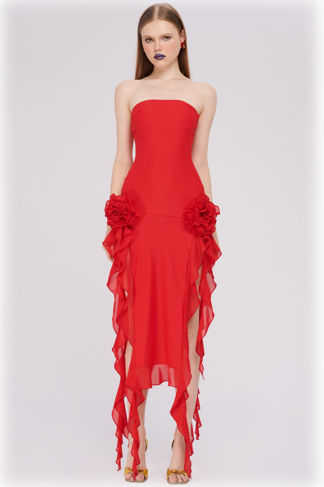 Irregular Tulle Bandeau Dress | Dress In Beauty