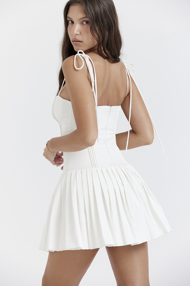 Marcy White Pleated Mini Dress | Dress In Beauty