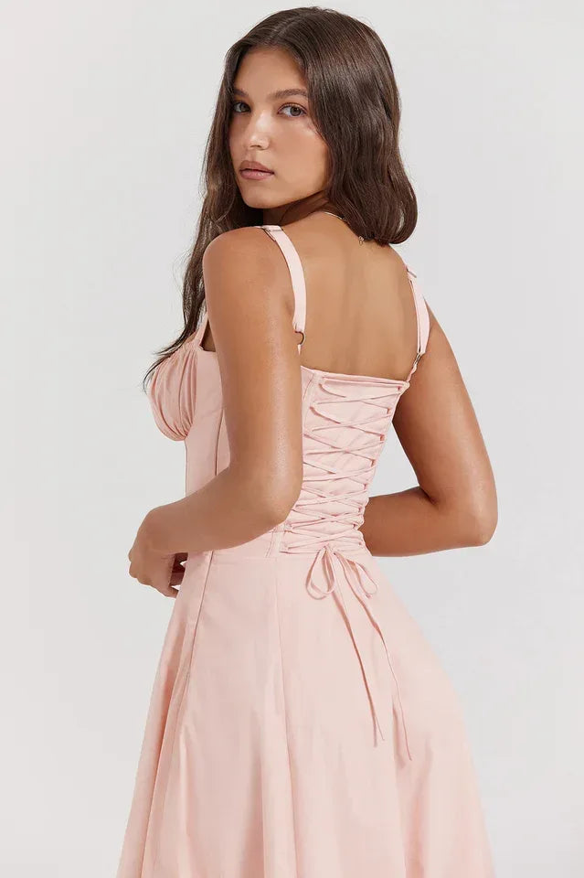 A-line midi dress with sweetheart neckline - View 8 | WEUXS
