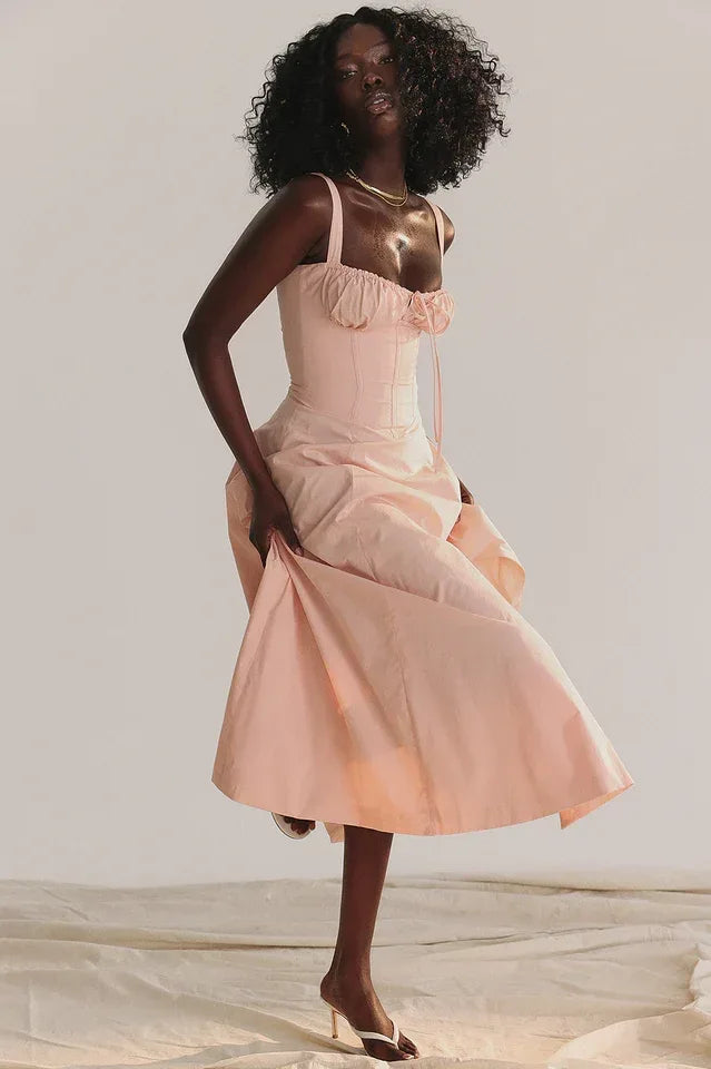 A-line midi dress with sweetheart neckline - View 11 | WEUXS