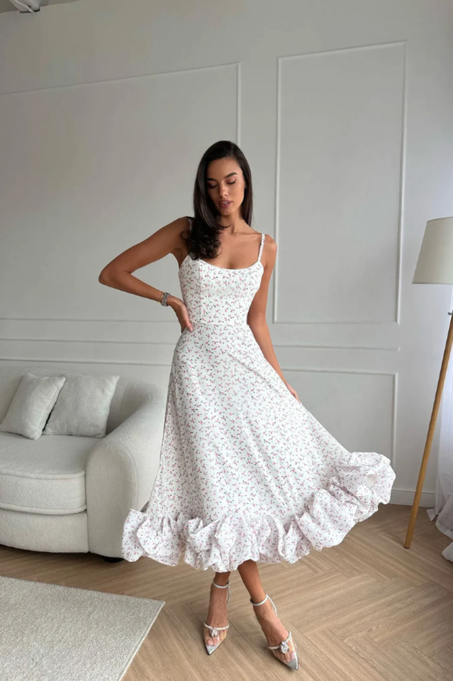 Flounce Bustier Midi Dress | Dress In Beauty