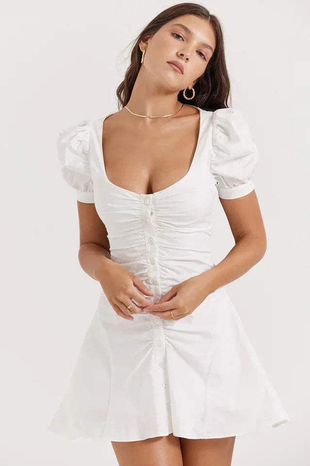 WEUXS Hameda White Puff Sleeve Mini Dress - Elegant High-Quality Fashion Secondary image