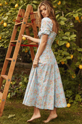 Blue And Pink Vintage Print Midi Skirt | Dress In Beauty
