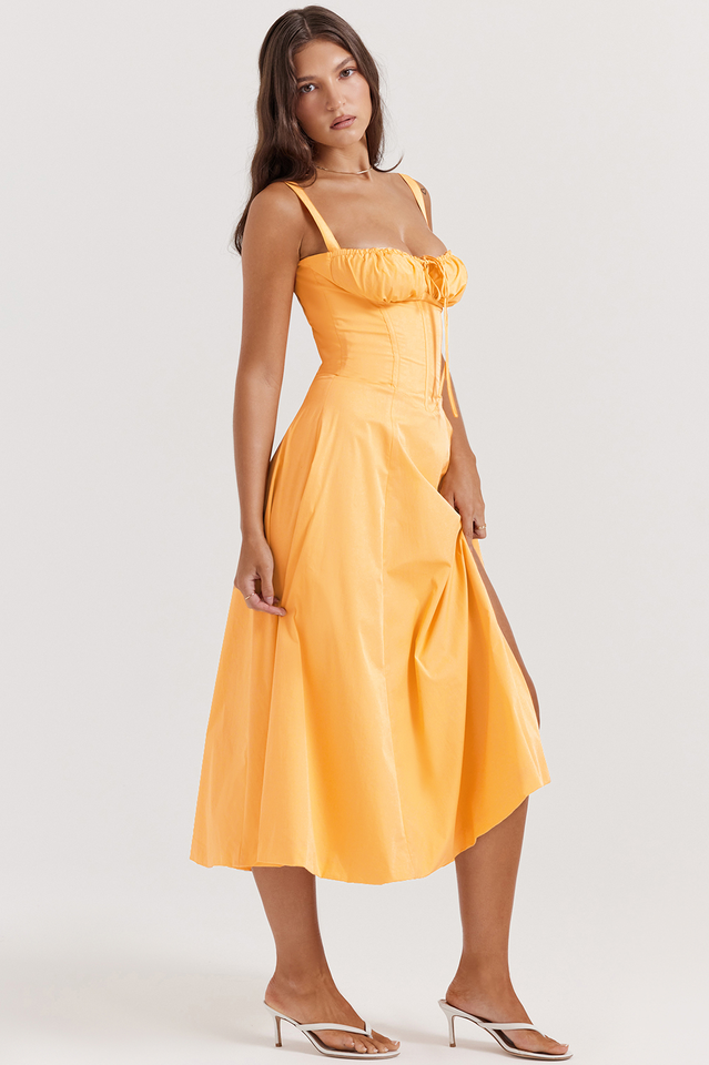 Carmen Tangerine Bustier Sundress | Dress In Beauty