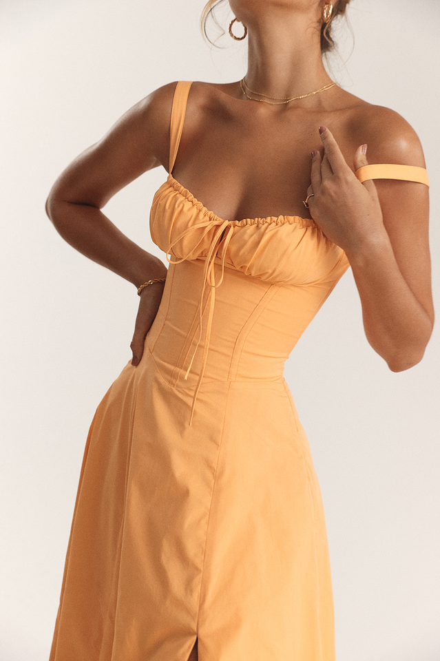 Carmen Tangerine Bustier Sundress | Dress In Beauty