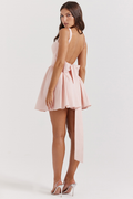 Floriane Peach Bow Mini Dress | Dress In Beauty