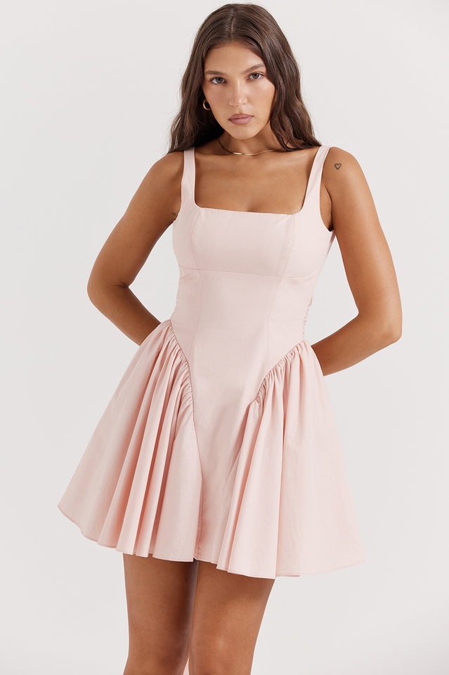 Floriane Peach Bow Mini Dress | Dress In Beauty