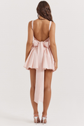 Floriane Peach Bow Mini Dress | Dress In Beauty