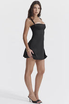 Duchess Satin Mini Dress - View 6 | WEUXS