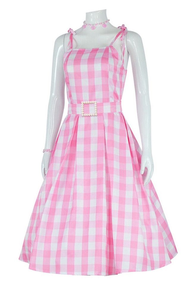Barbie Movie Margot Pink Plaid Check Dress | Dress In Beauty
