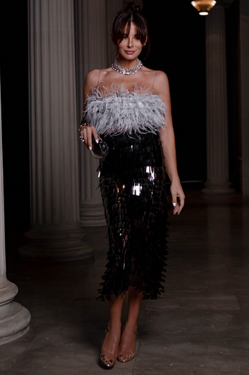 Aleyna Feather Top + Sequin Skirt Set | Dress In Beauty