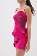 Heart Ruffle Fuchsia Mini Dress | Dress In Beauty