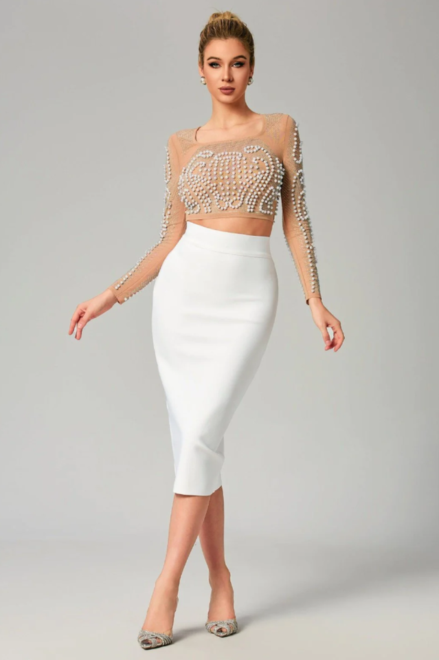 Motina Pearl Mesh Bandage Set | Dress In Beauty