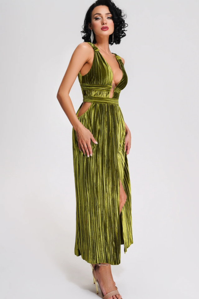 Thyme Velvet Slit Midi Dress | Dress In Beauty