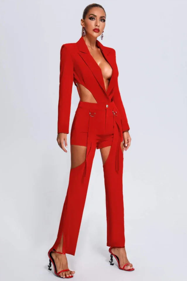 Women's Blazer Jumpsuit with Cut-Outs Secondary image