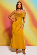 Leighton Yellow Feather Maxi Dress | Dress In Beauty