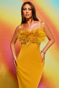 Leighton Yellow Feather Maxi Dress | Dress In Beauty