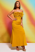Leighton Yellow Feather Maxi Dress | Dress In Beauty